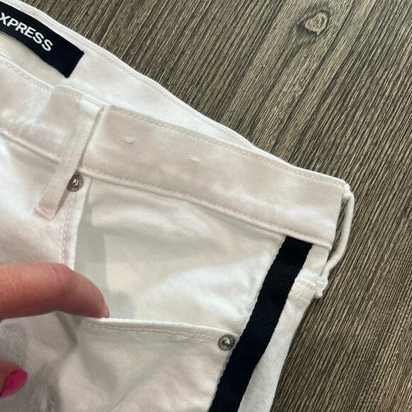 Express Womens Cropped Legging Jeans Mid Rise Stretch Cotton Blend White Size 16 - Picture 4 of 11